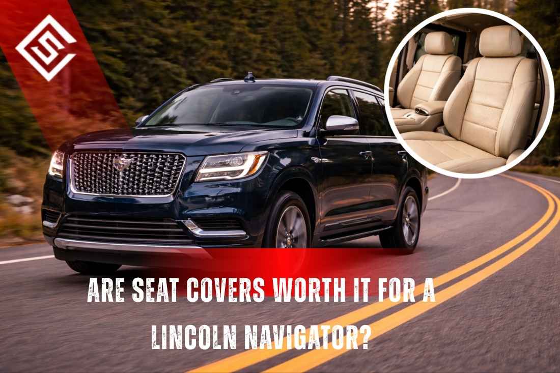 Lincoln Navigator SUV with beige leather seats highlighting need for thin eco-leather seat covers to prevent bubbling.