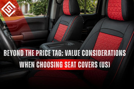 Red and black custom truck seat covers highlighting comfort, fit, durability, and premium interior style for daily driving.