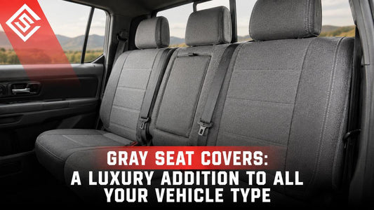 Luxury black and gray diamond-pattern seat covers on SUV rear seats for stylish, durable interior protection and fit.