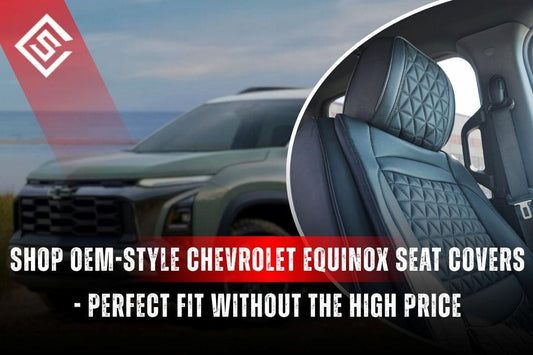 OEM-style Chevrolet Equinox seat covers with quilted leather look, perfect-fit upgrade for protection and modern interior.
