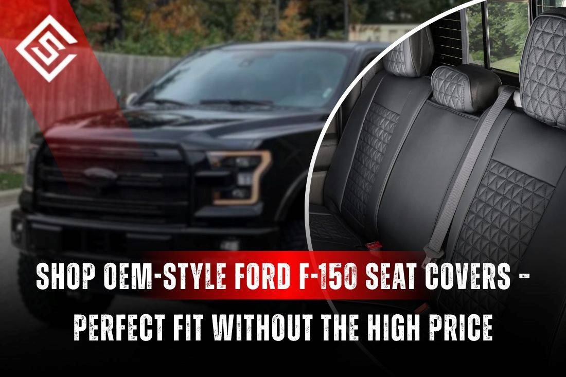 OEM-style Ford F-150 seat covers with factory-fit leather interior and airbag-safe design, protecting seats affordably.