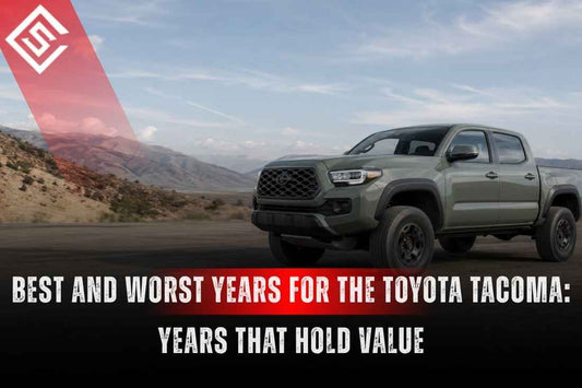 Toyota Tacoma on desert trail for guide to best and worst years, value retention, rust risks, and used truck buys.