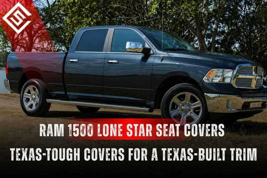 Ram 1500 Lone Star truck with Texas-tough seat covers built to protect against heat, UV, dust, and daily wear.