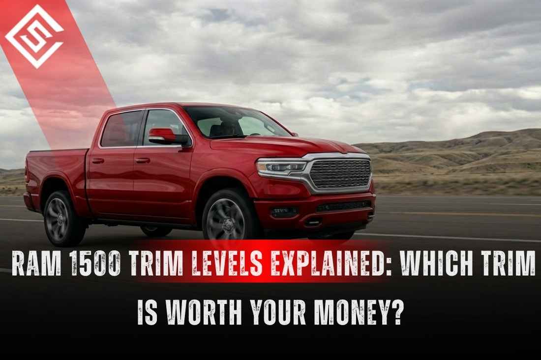 Red 2026 Ram 1500 pickup truck featured in a Ram 1500 Trim Levels guide comparing value, features, and trim options.