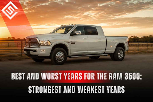 White Ram 3500 dually at sunset in a guide covering the best and worst Ram 3500 years for diesel towing buyers.